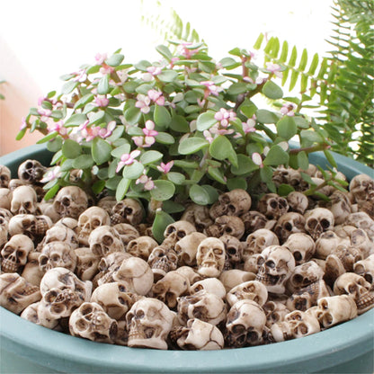 20Pcs Mini Skull Figure Collectable Halloween Miniature Skulls Heads Creative Festival Theme Landscape Garden Potted Plant Decor