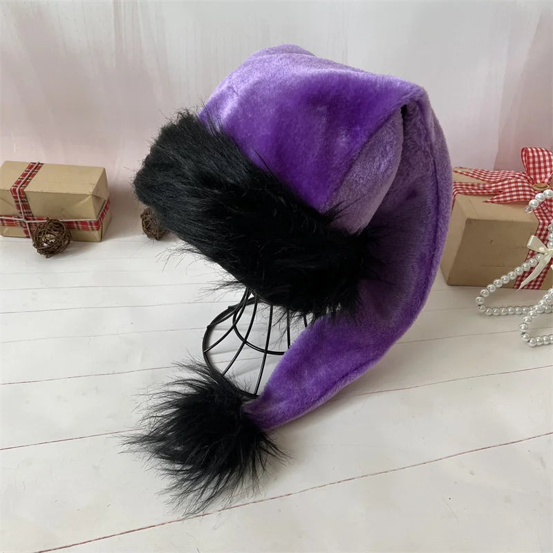 75cm Adult Black Plush Long Christmas Hat Xmas Costume Santa Halloween party decorations