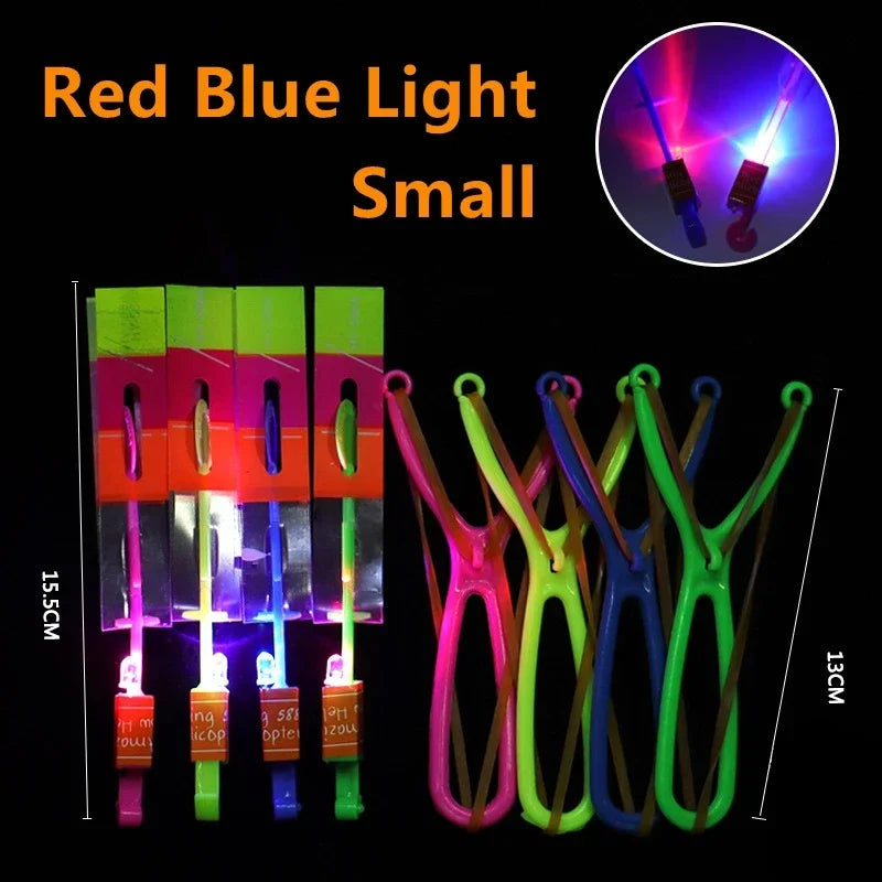 New 50/30/10/5/1Pc Amazing Light Toy Arrow Rocket Helicopter Flying LED Light Toys Party Fun Best Gifts Rubber Band Catapult