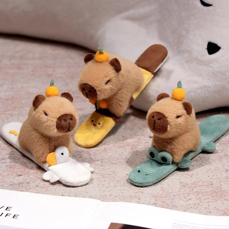 25X10cm Cute Funny Capybara Toy Slap Snap Wrap Wristband Lovely Cartoon Animal Bracelet Kawaii Plush Doll Wristband Gifts