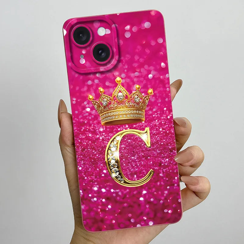 For Apple iPhone 15 Plus Case iPhone15 Pro Crown Letter Cover Soft Liquid Phone Case For iPhone 15 Pro Max iPhone15 Fundas Coque