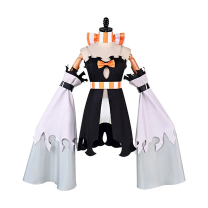 Halloween Costume Anime‑Inspired Cosplay Costume Black Orange Irregular Cut Dress Detachable Flared Sleeves for Comic Convention