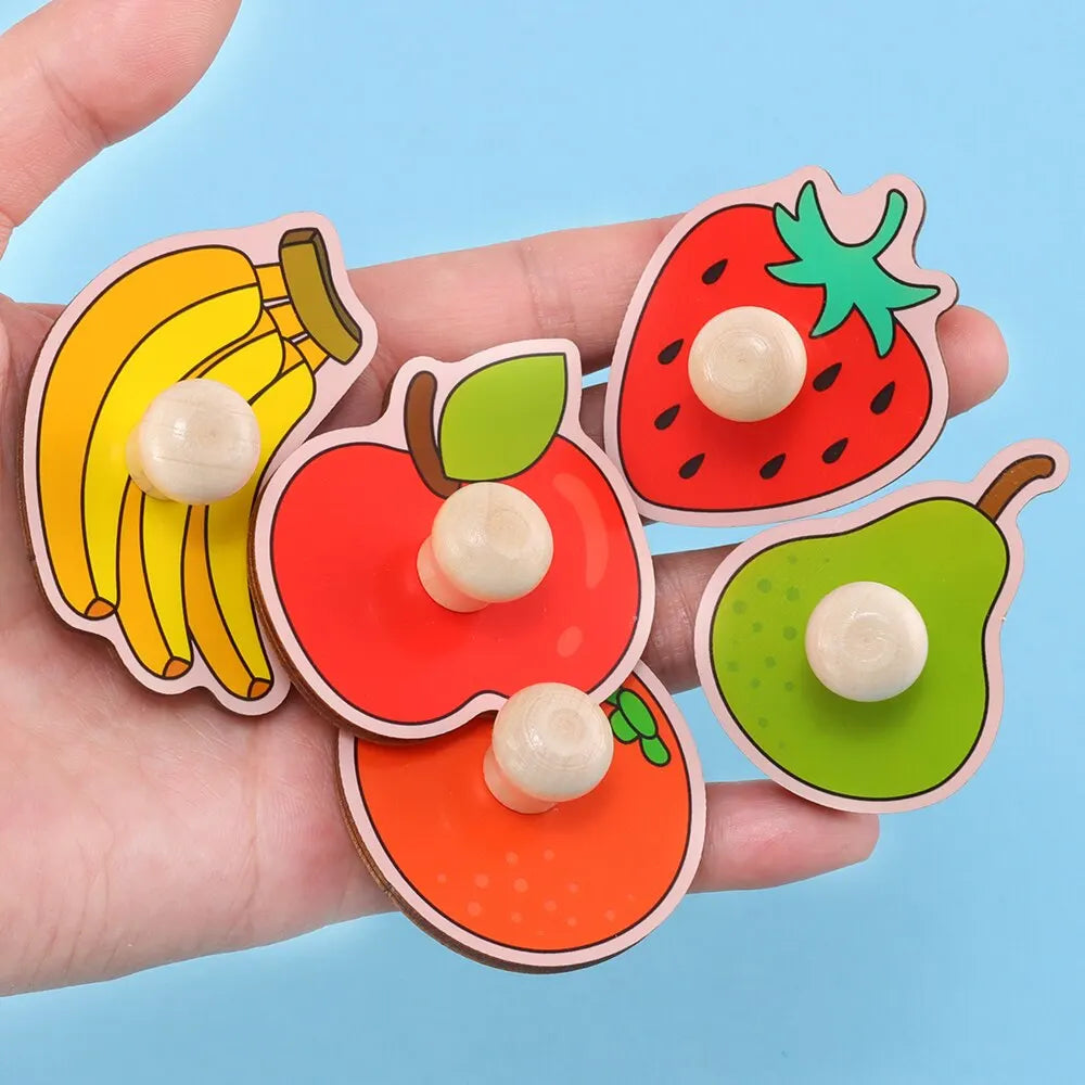 Baby Montessori Early Education Scratch Board Toy Hand Development Fruit Cognitive Puzzle for Children Educational Play