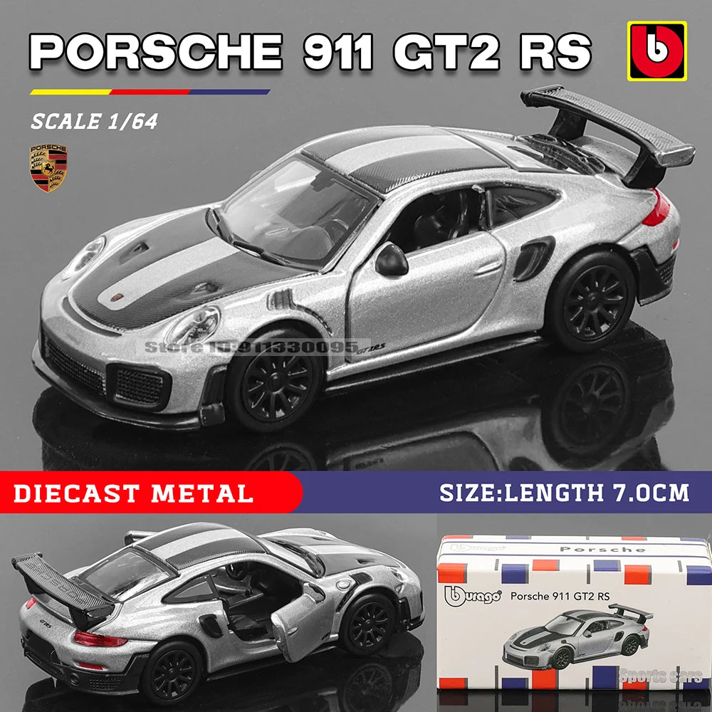 Bburago 1:64 golf Porsche 911 Shelby Raventon Mustang Lamborghini Collection Series Car Die Casting Model Gift Toy