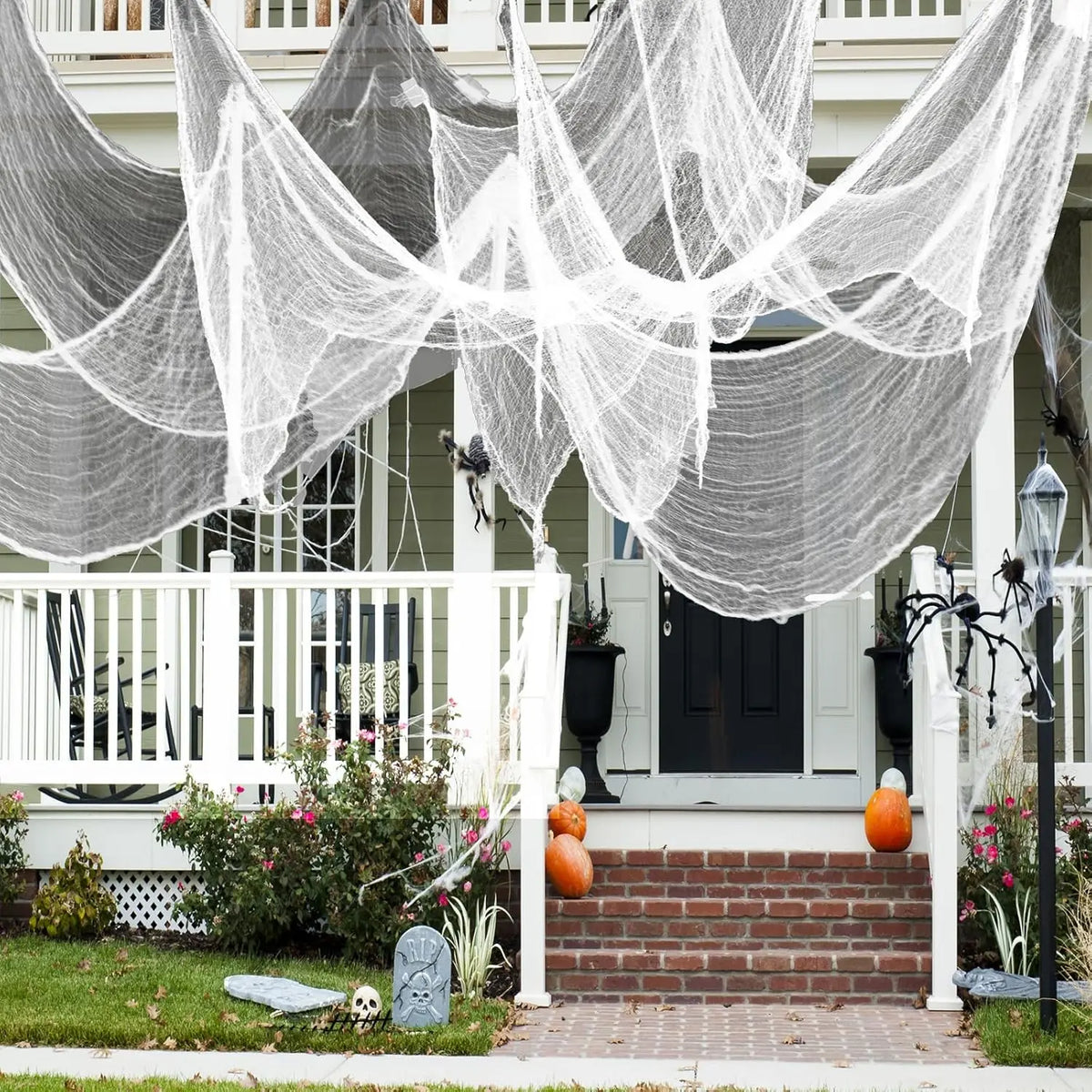 Spooky Halloween Fabric Decor -  Terror Gauze for Outdoor Scenes, Haunted Porch & Window Dressings