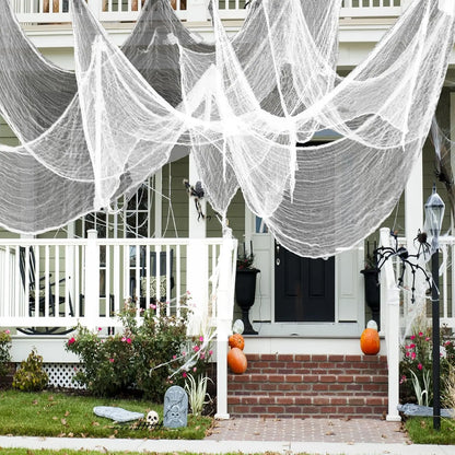 Spooky Halloween Fabric Decor -  Terror Gauze for Outdoor Scenes, Haunted Porch & Window Dressings