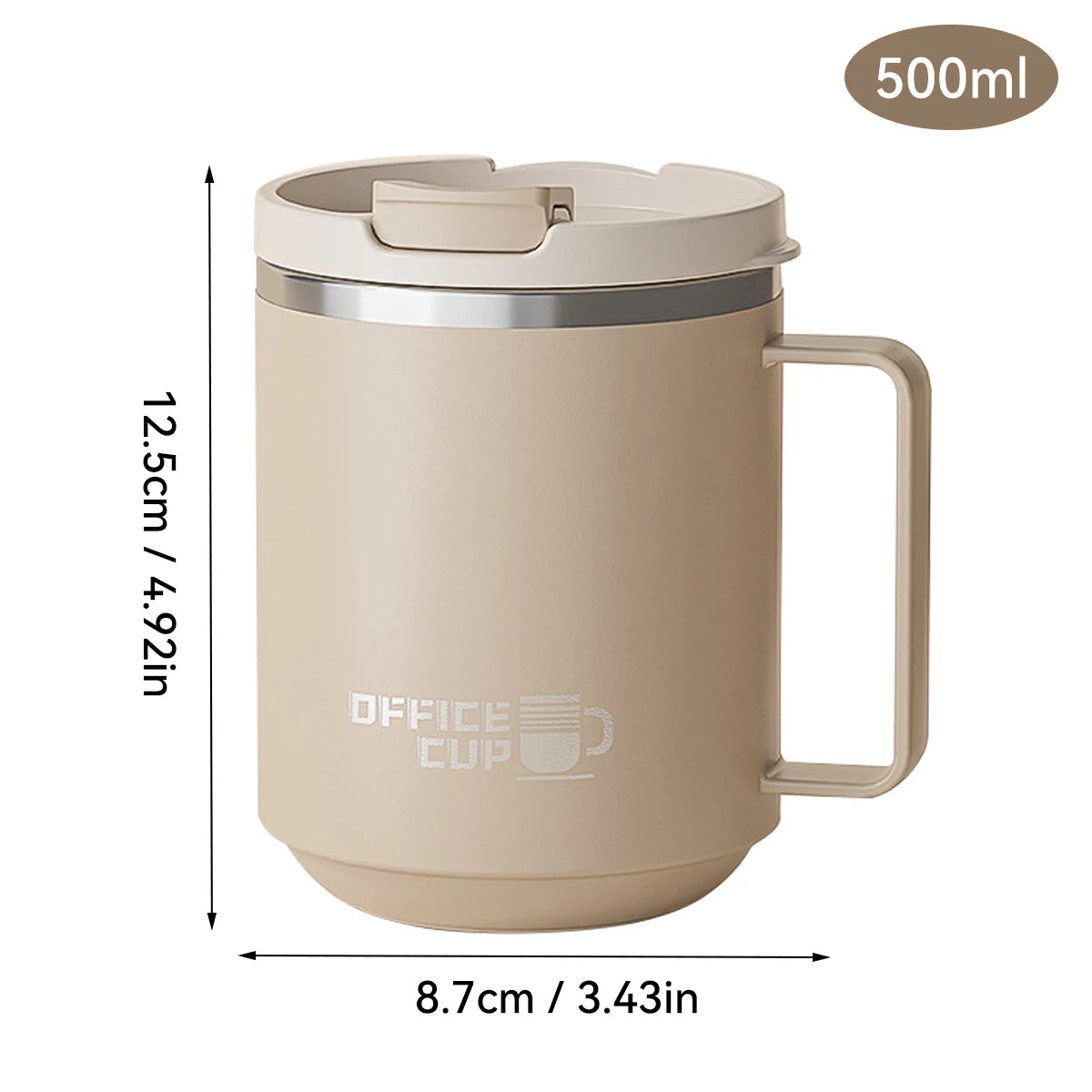 500ml Double-layer Mug 304 Stainless Steel Insulated Coffee Cup With Handle Portable Sealed Water Cup Drinkware For Student Kid