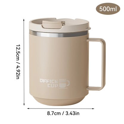 500ml Double-layer Mug 304 Stainless Steel Insulated Coffee Cup With Handle Portable Sealed Water Cup Drinkware For Student Kid