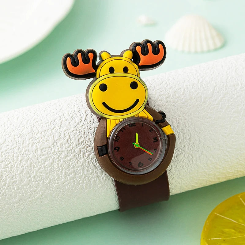 Cartoon Children Watches Baby Study Look The Time Toy Bracelet Kids Slap Watch for Boys Girls Birthday and Christmas Gift Clock