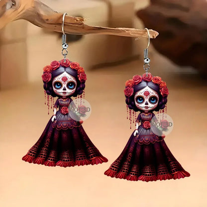 2025 million Halloween Acrylic 2D Gothic Doll Earrings, Unique Fashion Gifts for Girls Accessories