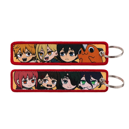 Popular Anime Character Embroidery Keychain Cool Cartoon Key Tag Motorcycles Cars Backpack Chaveiro Fashion Keyring Friend Gifts