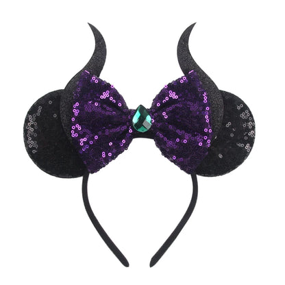 2024 Halloween Mouse Ears Headband Sequins Bow Hairband For Women Featival Party DIY Hair Accessories Boutique