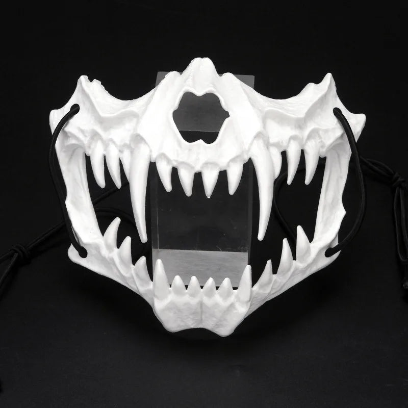 Halloween Mask Half-face Mask Cos Dragon God Fierce Tiger Night Fork Tengu Man Wolf Mask Performance Skull Masks