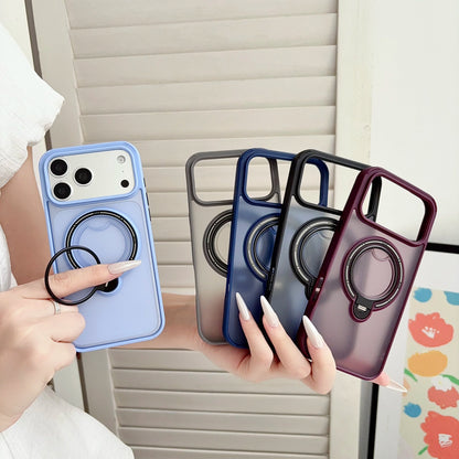 360° Rotating Holder Magnetic Phone Case For Iphone 17 18 Pro Max Stand Phone Cover For Magsafe Luxury Frosted Back Panel Shell