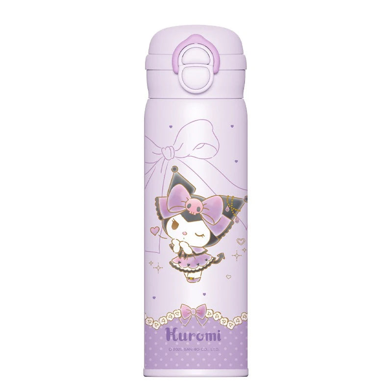 X&W Sanrio 500mL Vacuum Cup Insulated Coffee Mug Kuromi Thermos Cup 316 Stainless Steel Double Drinking Straw Cup Water Bottles