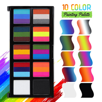 Body Face Painting Kit for Kids Adults,10 Color Face Makeup Palette with Brush,Halloween Carnival Artist Cosplay Art Party