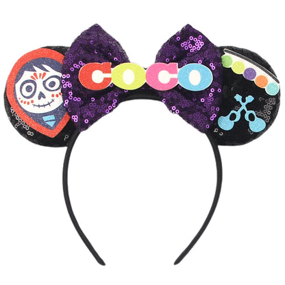 2024 Halloween Mouse Ears Headband Sequins Bow Hairband For Women Featival Party DIY Hair Accessories Boutique