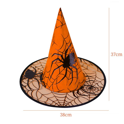 Witch Hat Halloween Decoration Supplies Witch Hat Children Adult Prom Party Dress Up Mesh Wizard Magics Hat for Party