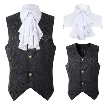2024  Vest Men Renaissance Steampunk Coat Gothic Jacquard Waistcoat Single Breasted Business Formal Dress Vest for Suit