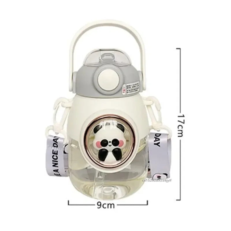 820ml Kids Water Sippy Cup Cartoon Water Bottle with Straw and Handle Portable Drinking Bottle Cup for Children Student School