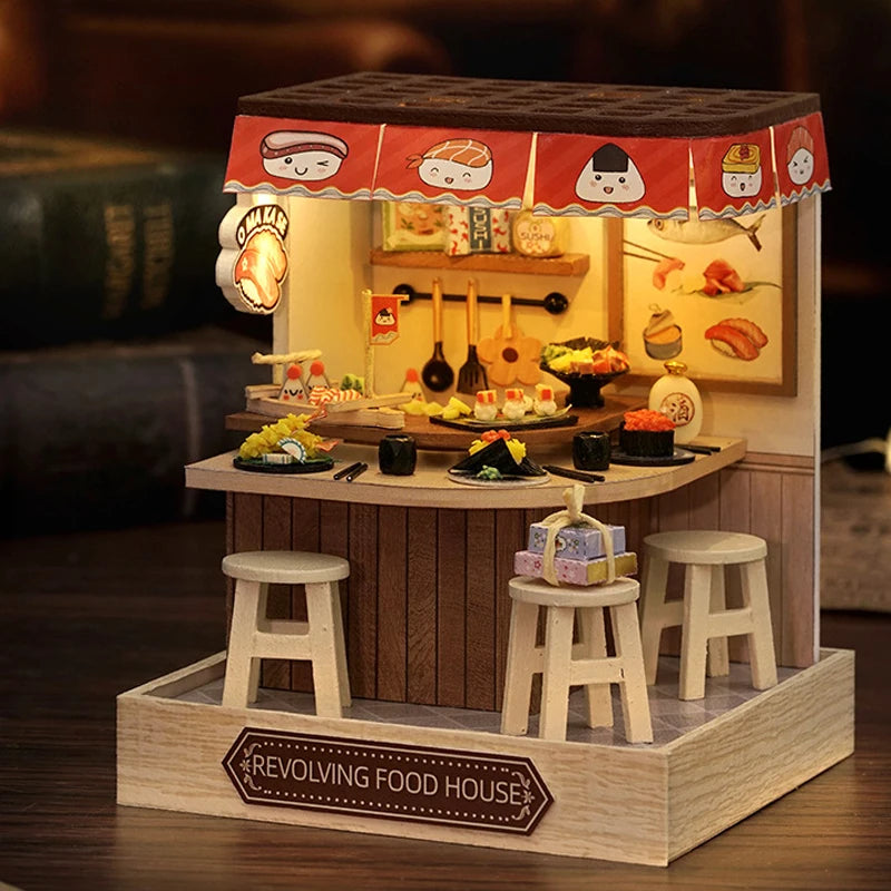 Wooden Doll House 3D Puzzle Assembly Building Model Kit Production Small Room Toys Home Bedroom Decoration With Furniture Light