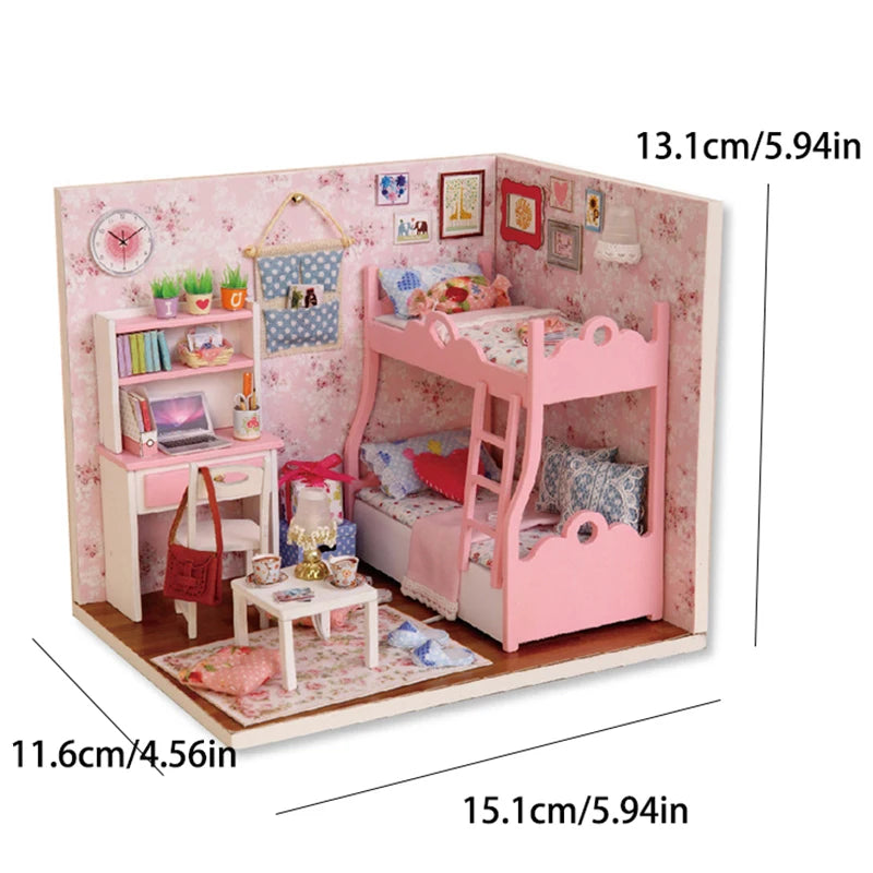 DIY Miniature Dollhouse Kit Assemble Puzzle 3D Wooden House Room Craft With Furniture LED Lights For Friends Birthday Gift Toys
