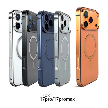 Magnetic Original Phone Case For iPhone 17 18 Pro Max 18Pro 16 15 Pro Max High End Metal Frame Anti Drop Protective Cover