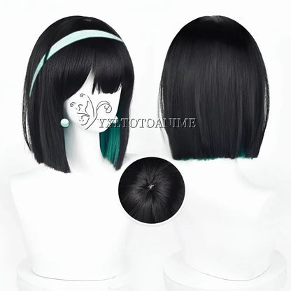Anime Alien Stage Mizi Sua Cosplay Costume Wig Dark Blue Dress Pink Blue Long Hair Gloves Stockings Belt Set Uniform for Christm