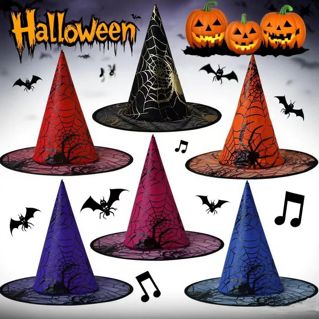 Witch Hat Halloween Decoration Supplies Witch Hat Children Adult Prom Party Dress Up Mesh Wizard Magics Hat for Party