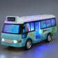 City Bus Toys Cars Die-Cast Plastic Airport Cars For Boys Girls, Pull Back Play Vehicle With Sound, Light Up & Open-able Doors