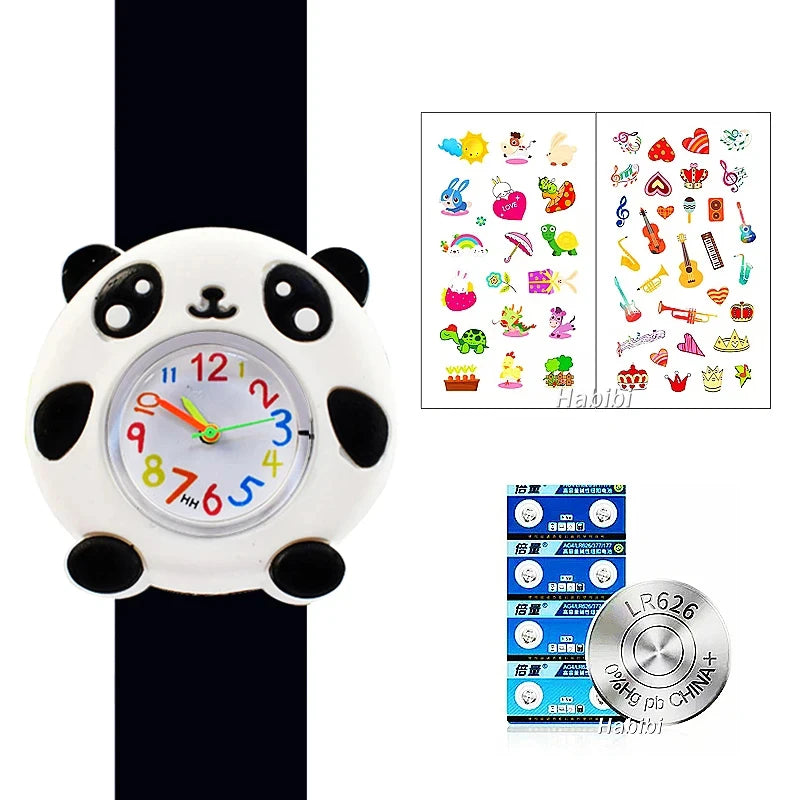 Boys Girls Watches Baby Kindergarten Party Gift Children Study time Toy Wristwatches Slap Bracelet Clock Cartoon Kids Watches