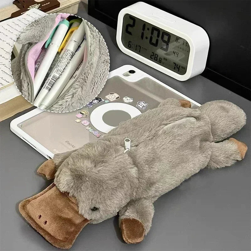 Plush Platypus Doll Pen Bag Ins High Value Soft Cute Cure Decompression Doll Students Learning Stationery Storage Bag