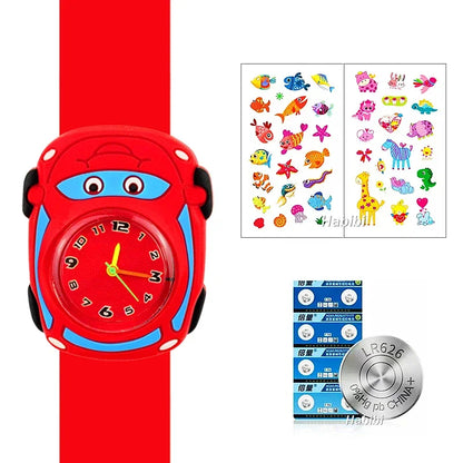 Boys Girls Watches Baby Kindergarten Party Gift Children Study Time Toy Wristwatches Slap Bracelet Clock Cartoon Kids Watches 22