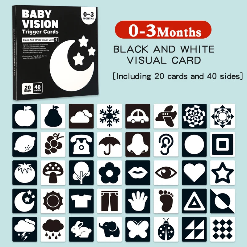 Baby Visual Stimulation Cards Montessori High Contrast Flash Card Infant Gift For Children Cognition Toy