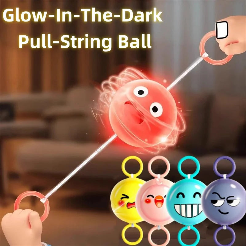Rotating Flash Flying Ball Toy Rotating Cable Toy LED Light Luminous Leisure Stress Relief Toy Gift Children's Reward 51mm