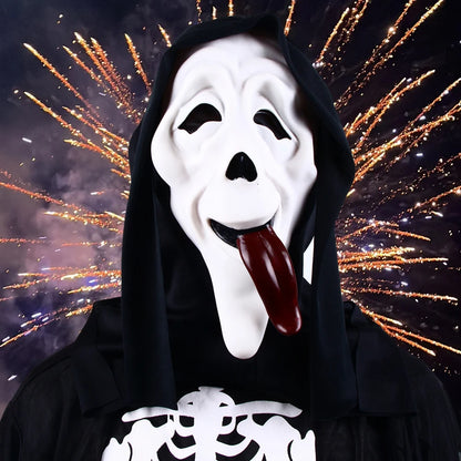 Quality Halloween Movie Scream Horror Face Mask Realistic Creepy Ghost Masks Stick Tongue Out Funny Scary Cosplay Costume  Props