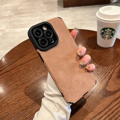 Fashion Matte Leather Silicone Case For iPhone 14 Plus 12 13 Mini 11 16 15 Pro Max 17 ProMax Lens Protection Shockproof Cover