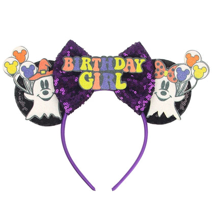 2023 Mouse Ears Headband For Kids Adult Halloween Spider Sequins Bow Hairband Festival Party Cospaly DIY Hair Accessories