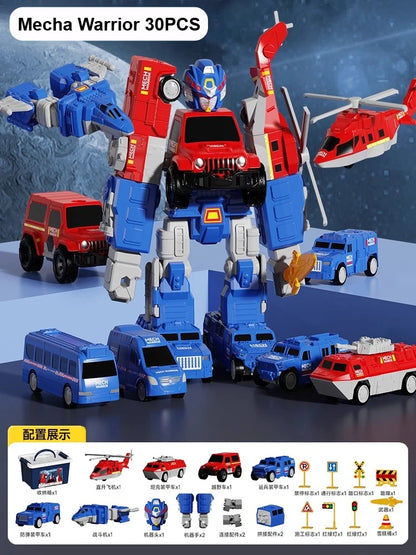 Children's Magnetic Deformation Engineering Car Robot Building Block Toy Set Multi Style Puzzle Assembly Machinery Mech Toy Gift