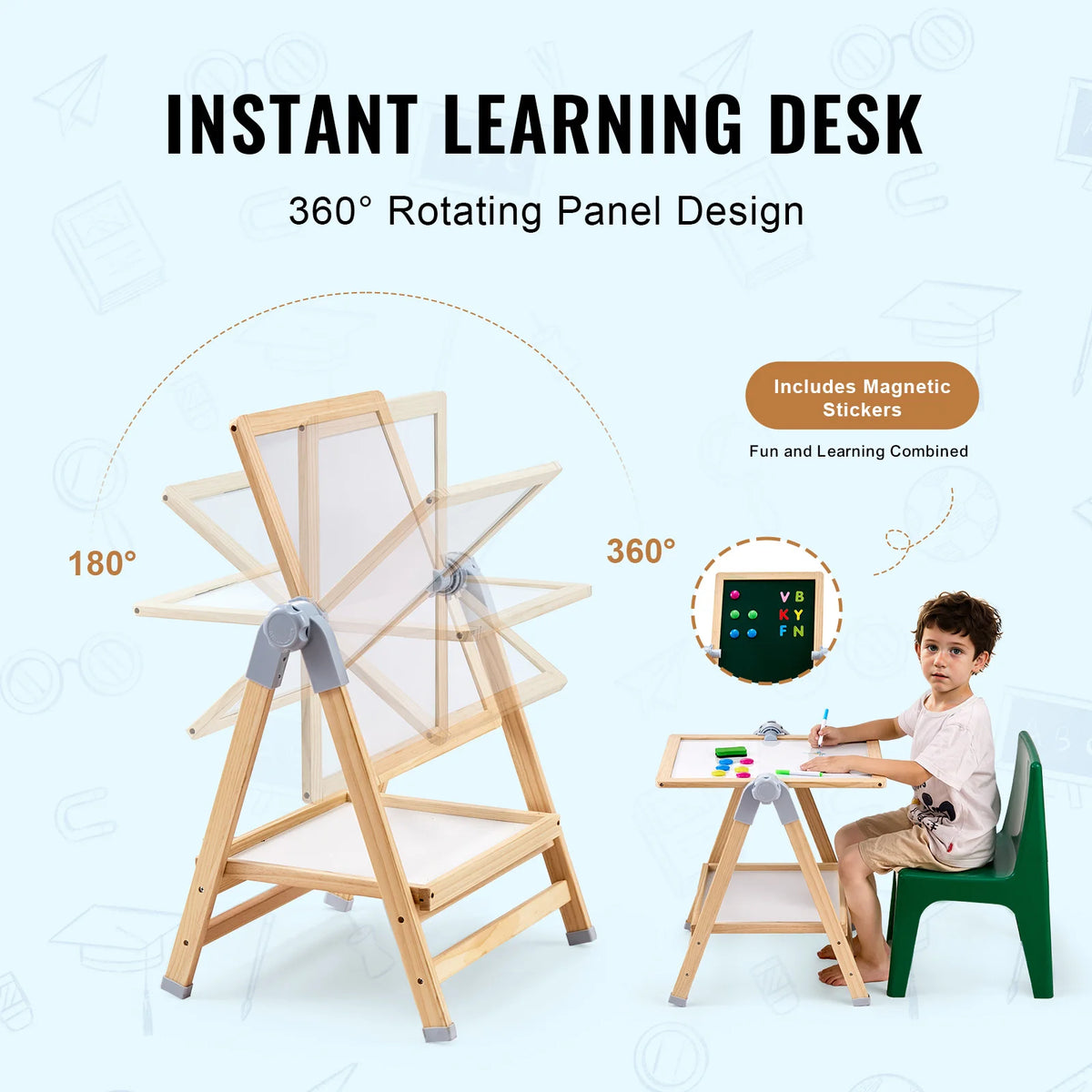 SucceBuy Standing Magnetic Drawing Board WordPad Art Easel with Painting Accessories Children Educational Toys for Kids Boy Girl