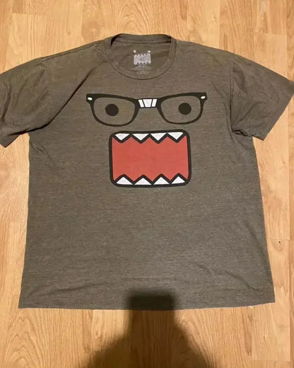 Retro Blue Gothic Pattern Printed Hip Hop Street Fashion Y2K Plus Size T shirt Round Neck Short Sleeve Women Couple Couple Top
