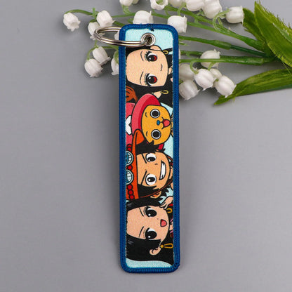 Popular Anime Character Embroidery Keychain Cool Cartoon Key Tag Motorcycles Cars Backpack Chaveiro Fashion Keyring Friend Gifts