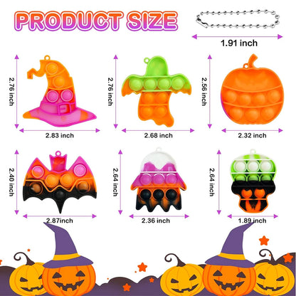 6-piece Halloween mini decompression sensory popular keychain suitable for children's Halloween party gifts