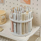 360° Rotating Brush Holder - White Plastic Organizer with Glaze Finish, Space-Saving Design for Art Brushes, Pens, Makeup Tools