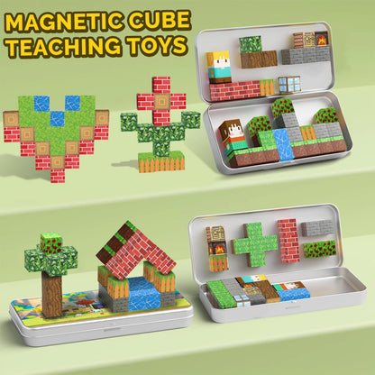 Magnetic Building Blocks Toys with Portable Iron Box STEM Educational Magnet Toys For Kids Boys Girls Gifts