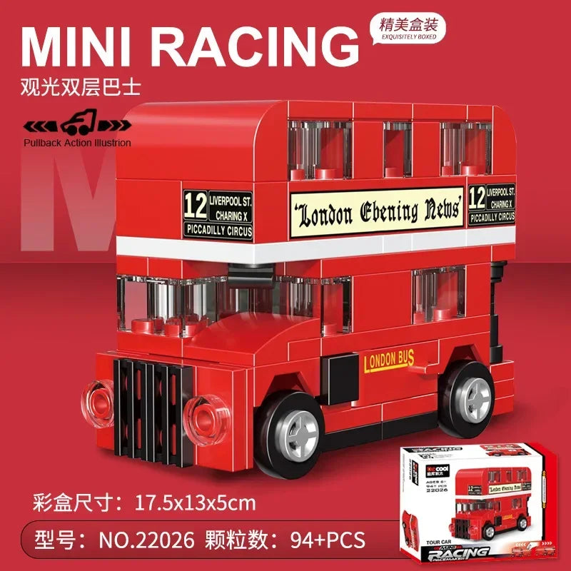 Racing Car Bus Engineering Vehicle Ambulance Pull Back Model Building Blocks Brick Toys Children Boys Compatible With Lego