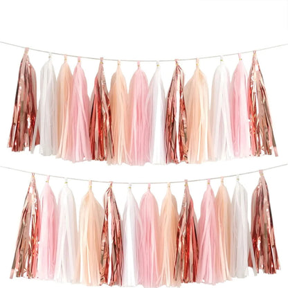 15Pcs Vibrant Tassel Garland Banners - Ideal for Birthday, Halloween, Christmas, Weddings Party Decorations and Home Decorations