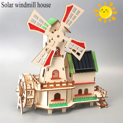 Solar Car Lunar Exploration Vehicle Children's Diy Hand-Assembled Model Diy 3d Wooden Puzzle Science And Education Toys