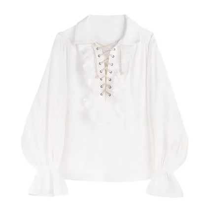 Zadily Women's Gothic Victorian Shirt Prince Vampire Poet Blouse 2026 Autumn Medieval Renaissance Pullover Frilled Buccaneer Top