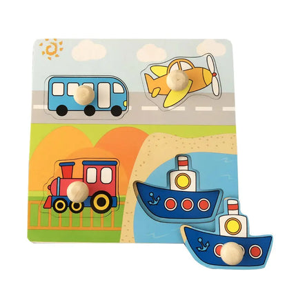 Baby Wooden Puzzles Montessori Toys 1 2 3 Years Toddler Toys Hand Grab Board Alphabet Number Cognition Learning Educational Toys